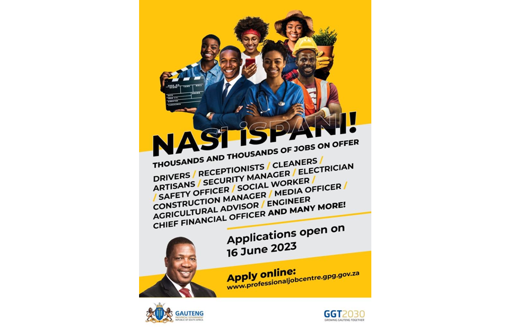 Nasi ispani! 8 000 jobs on offer for Gauteng youth